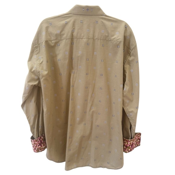 Robert Graham Green Check Pattern Camo Cuffs Long Sleeve Button Down Size 2XL - Picture 8 of 10